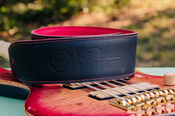 Leather Stitched With Padded Suede Warrior Strap Red