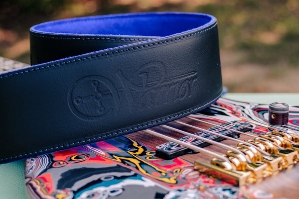 Leather Stitched With Padded Suede Warrior Strap Blue