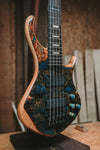 Warrior Dran Michael Custom Blue Dyed Burl 5 string NEW