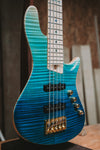 Warrior Isla J Ocean Blue Fade Flame 5 string NEW