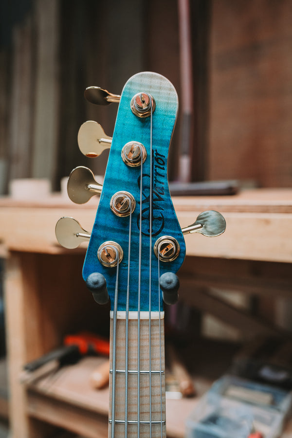 Warrior Isla J Ocean Blue Fade Flame 5 string NEW