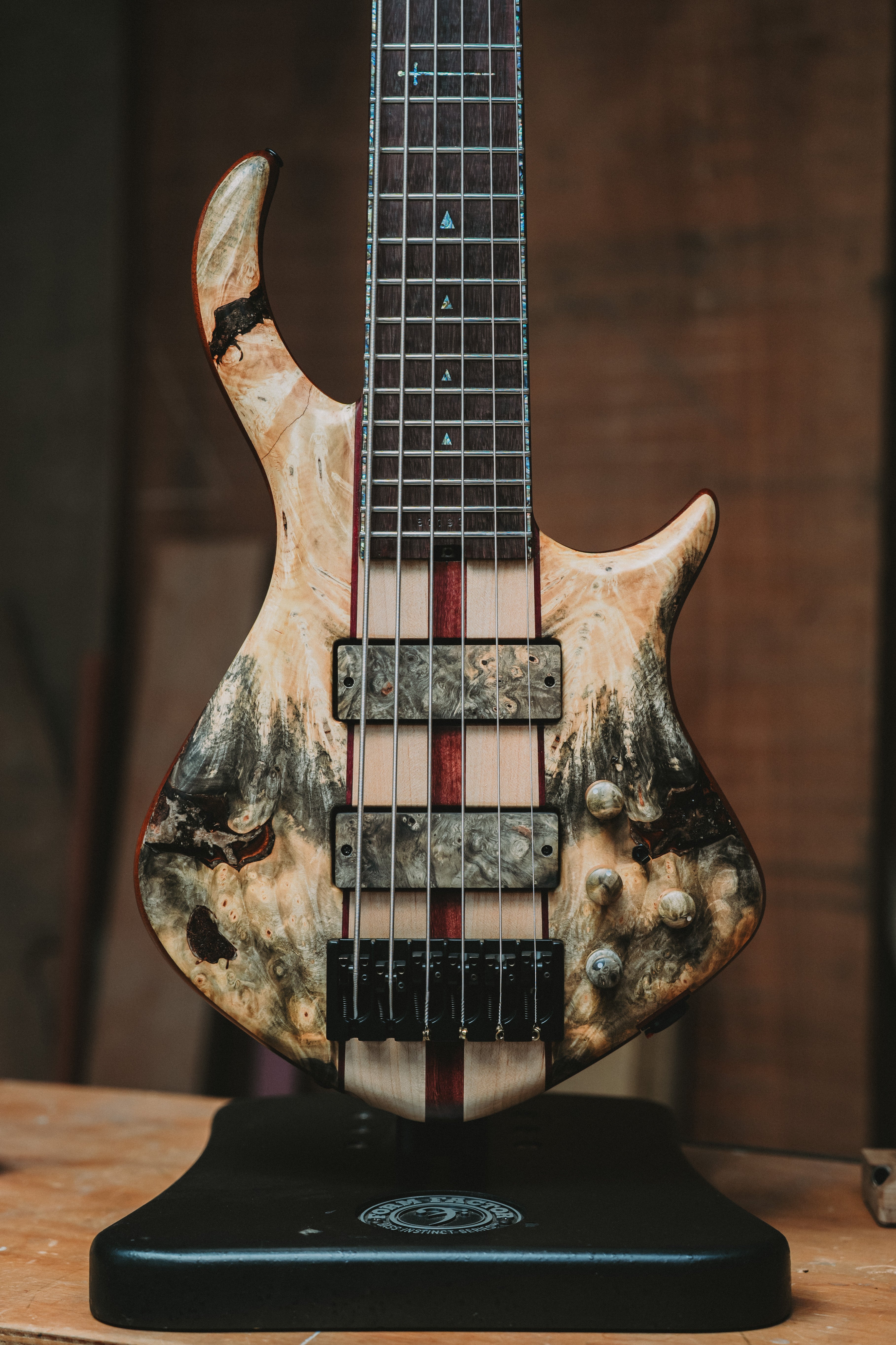 Warrior Dran Michael 6 string Neck Through Buckeye Burl Bass