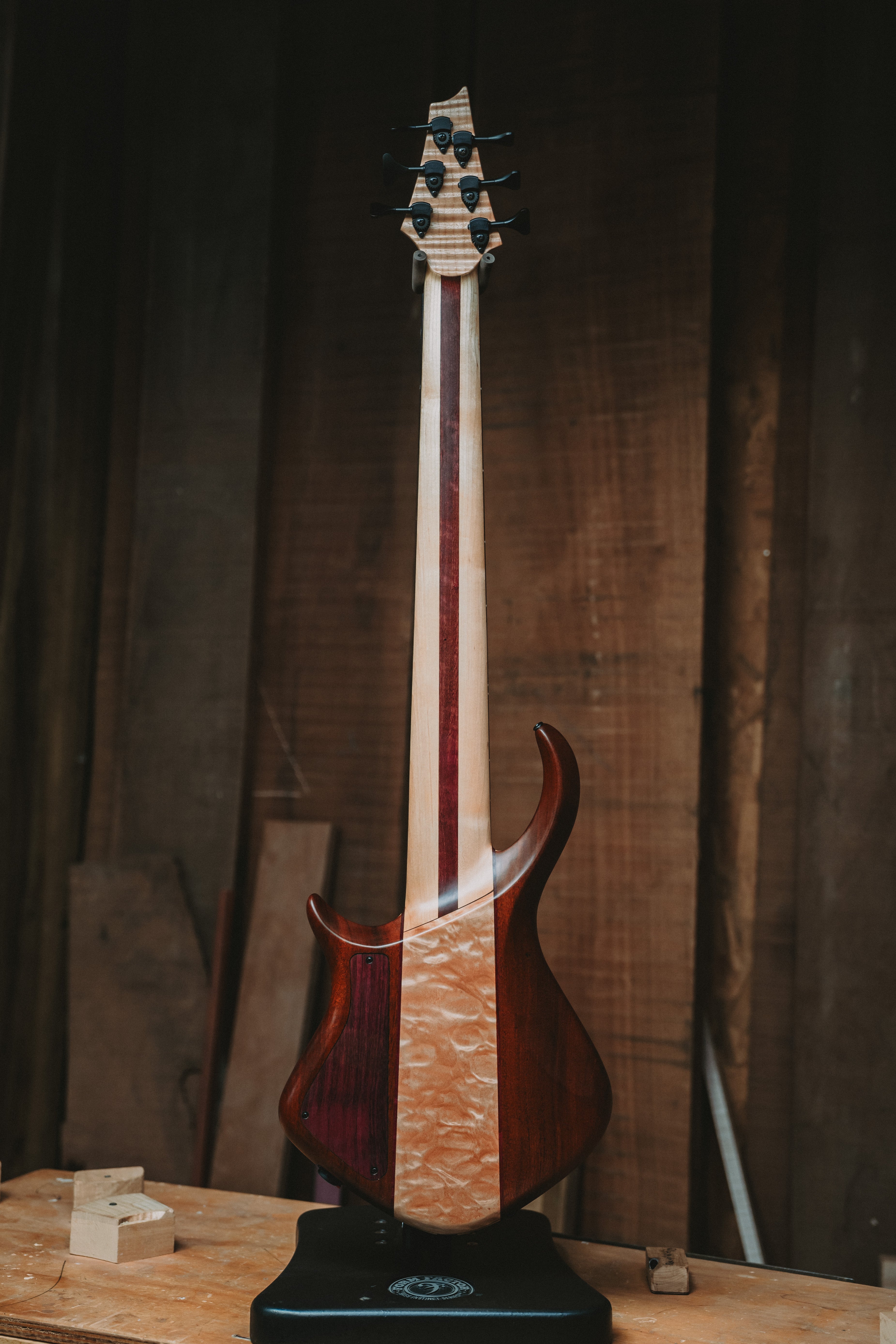 Warrior Dran Michael 6 string Neck Through Buckeye Burl Bass