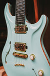Dran Michael Seafoam Green Flame Top Peizo Semi Hollow Custom Guitar