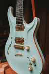 Dran Michael Seafoam Green Flame Top Peizo Semi Hollow Custom Guitar