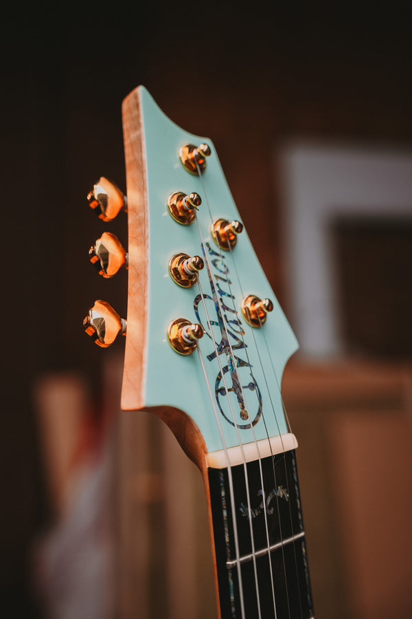 Dran Michael Seafoam Green Flame Top Peizo Semi Hollow Custom Guitar
